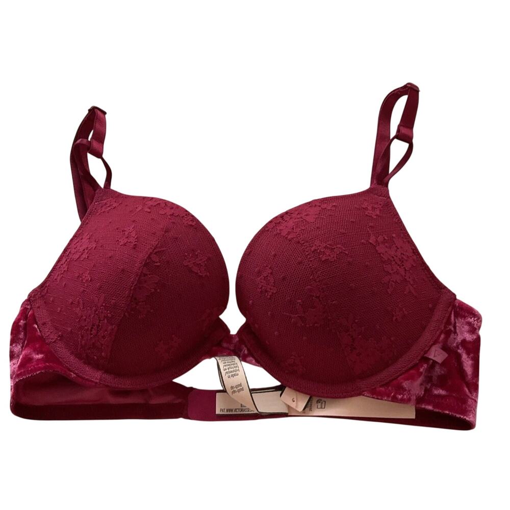Victoria’s Secrets Bra Size 32b Lace Dark Rose Velvet